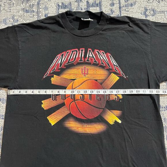 VTG 90's Indiana Hoosiers Basketball NCAA Black Graphic T Shirt SZ XL MIUSA - Picture 5 of 7